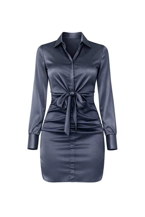Solid Satin Front Tie Dress — view 2