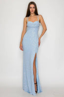 Beaded Cowl Mermaid Maxi