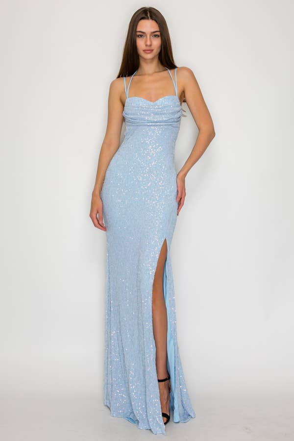 Beaded Cowl Mermaid Maxi