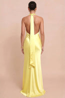 Solid Satin Halter Maxi - view 4