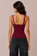 Bra-Insert Lace Trimmed Ruched Centre Cami — view 13