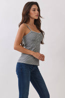 Striped Picot Edge Button-Front Babydoll Henley — view 8