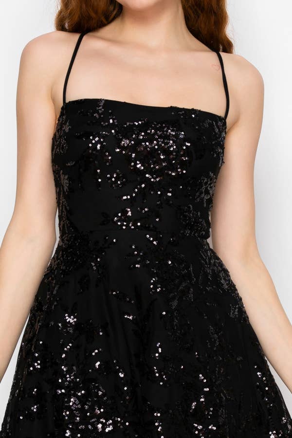 Sequin Fit and Flare Mini Dress, view 2