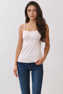 Striped Picot Edge Button-Front Babydoll Henley