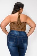 Knit Patterned Print Halter Bodysuit — view 4