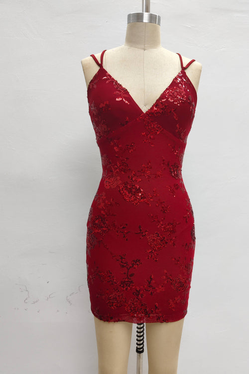 Floral Sequin Lace Up Mini - view 6