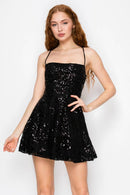 Sequin Fit and Flare Mini Dress, view 3