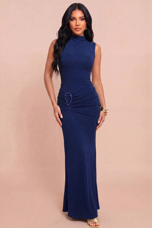 Metallic Mock Neck Dress - view 2