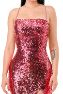 Sequined Lace Up Back High Slit Maxi Dress — view 5