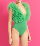 Kiki Riki Tulle Deep V No Sleeve Bodysuit — view 2