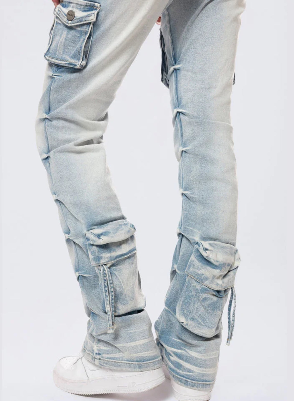 Smoke Rise High Rise Stacked - Santorini Blue Cargo Jeans — view 7