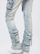 Smoke Rise High Rise Stacked - Santorini Blue Cargo Jeans — view 7