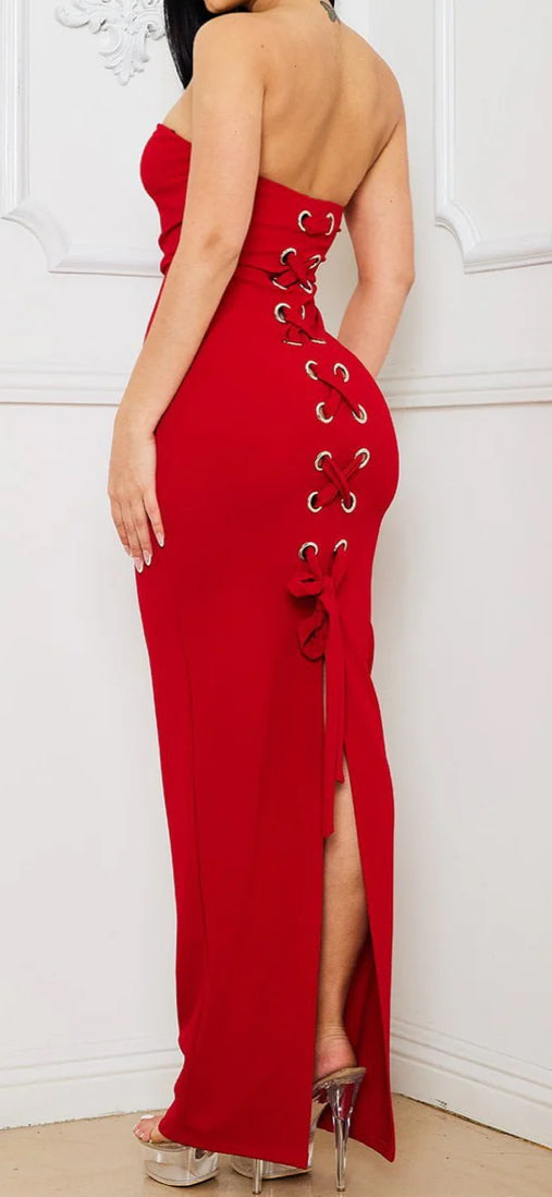 Symphony Lace Up Back Tube Maxi Dress — view 2