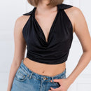 Collar/Sleeveless Crop Top