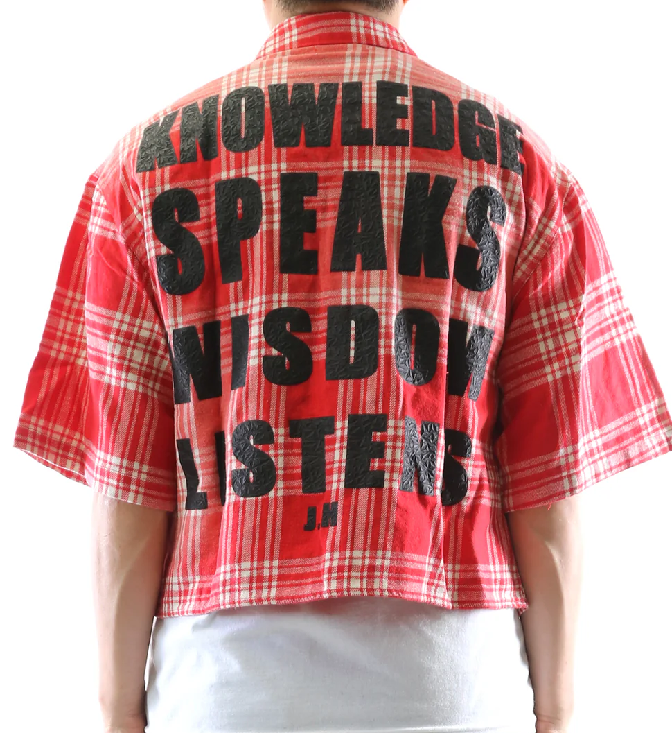 LTK "Knowledge Speaks Wisdom Listens" Flannel Cropped Button Down