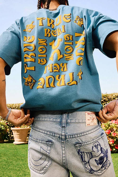 True Religion Flocked Logo Oversized Tee