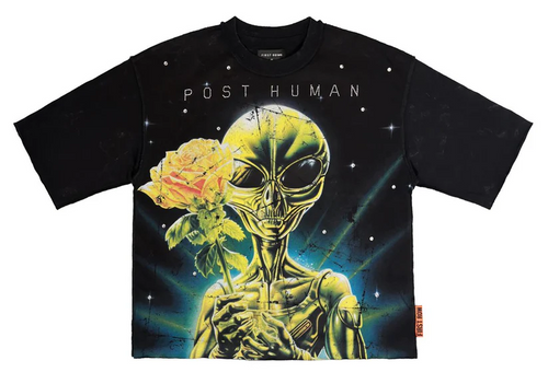 First Row Post Human Soft Touch Washed Cropped Tee