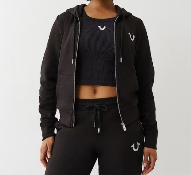 True Religion "Lurex Embroidered World Tour Zip" Hoodie