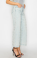Artemis Jewel Embellished High Rise Cropped Palazzo Pants — view 2