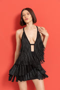 58674 FRINGE TASSELED MINI DRESS