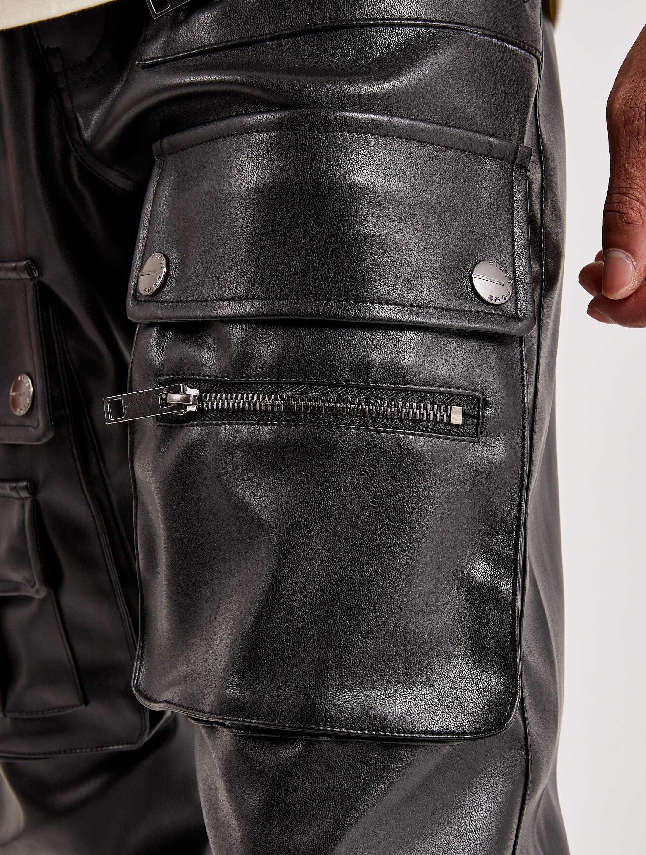 First Row Leather Racing Cargo Pants — view 4