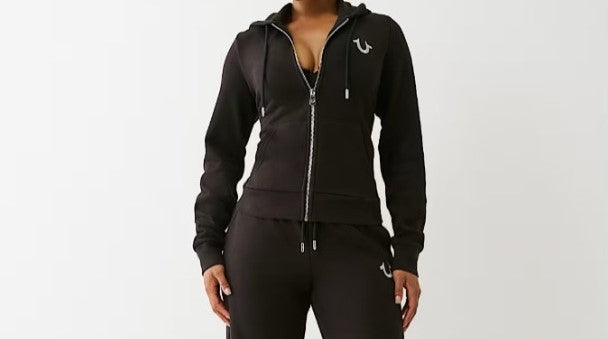 True Religion "Lurex Embroidered World Tour Zip" Hoodie