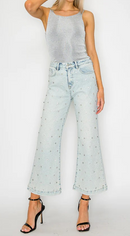 Artemis Jewel Embellished High Rise Cropped Palazzo Pants